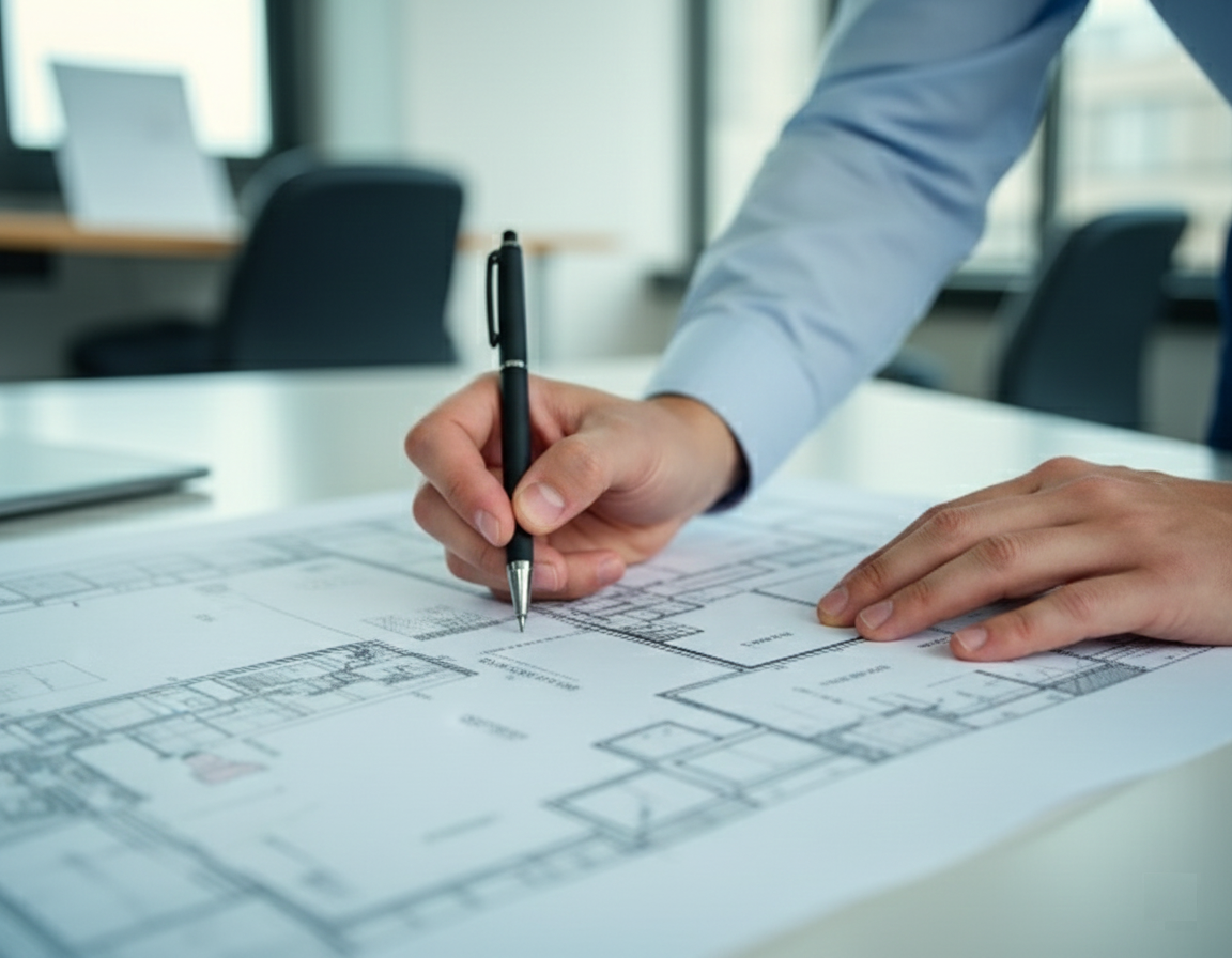 Builder inspecting site